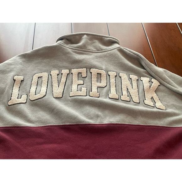 Pink Victoria's Secret Women Sweatshirt Medium Spell out M 1/4 Zip Mock Neck VS - Picture 10 of 10